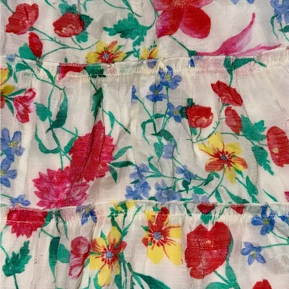 Trixxi Floral Ruffle Sundress in White with Colorful Flowers - Picture 4 of 4